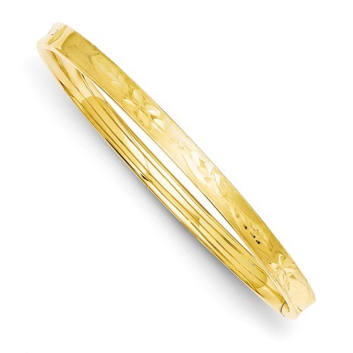 14k Gold 5.5 mm Oversize Dmnd Cut Concave Hinged Bangle Bracelet 14k Gold 5.5 mm Oversize Dmnd Cut Concave Hinged Bangle Bracelet
